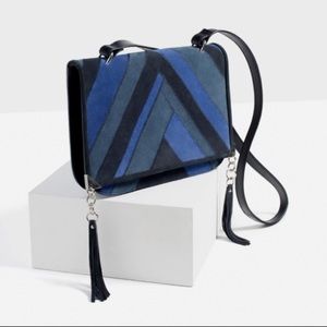 Zara suede blue patchwork bag